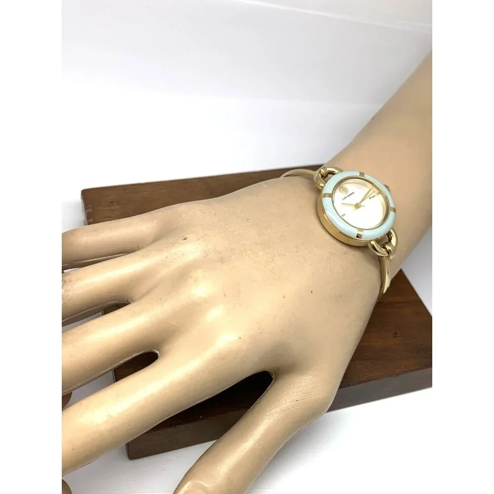 Tory Burch Women's Watch TBW6019 Gold Mother of Pearl Dial Interchangeable Bezel